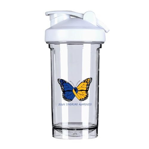 Down Syndrome Awareness 18 Ounce Shaker Bottle Drink Mixer Leak-proof Pre Workout Protein Shakes Meal Replacement Shakes Bottles 500ML/18 Oz White&-1&-1&-1-1