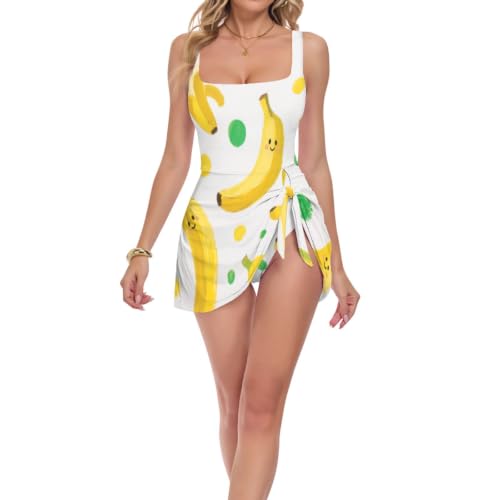 Maillot de bain une pièce gainant femme à motif bananes pour une silhouette sculptée à la plage