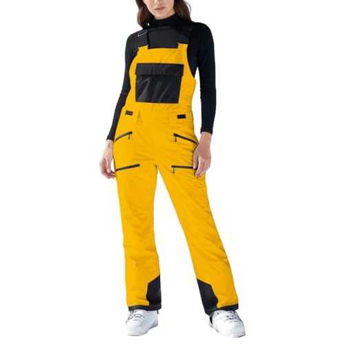 Image of Generisch 2026 Jumpsuit Women's High Quality Insulated Snowsuit and Winter Ski Overall with Dungarees, Thermal Clothing for Snowboarding and Outdoor Adventures in Cold Weather, yellow, S