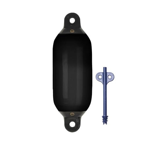 Dan-Fender Heavy Duty Boat Fender 822-F02 - Bumper for Boats (23-30 ft Long) - Strong & Flexible PVC, All Weather Conditions, Universal Fit Boat Accessories for Docking (Black)