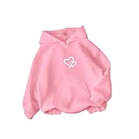 Ecolala Girls Long Sleeve Hooded Sweatshirt Oversized Graphic Hoodies Cute Pullovers Tops Light Pink 9-10Y