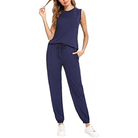 Totatuit Conjunto Chándal Mujer Sin Mangas con Bolsillos y Pantalón Cover