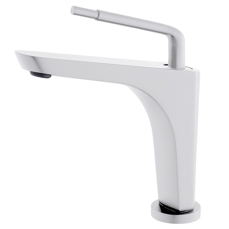 Grifo de lavabo blanco de latón con mezclador de agua fría y caliente