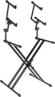 Heavy Duty, Double-Brace “X” Stand with Height & Tilt Adjustable Second & Third Tier