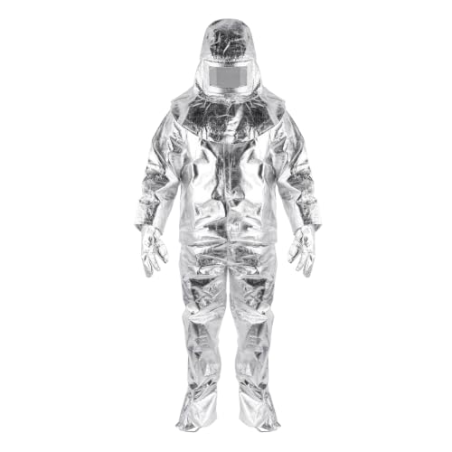 Consfly Heat Resistant Suit Anti Thermal Radiation 1000℃ Fire Resistant Composite Aluminium Foi Suit Fireproof Uniform (Large)