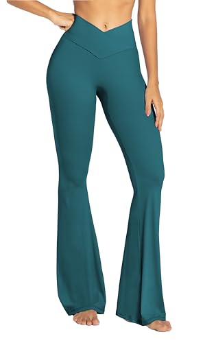 Image of Sunzel Flare Leggings, Crossover Yoga Pants with Tummy Control, High-Waisted and Wide Leg