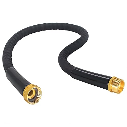 BazeSync 10FT Short Garden Hose Kink-Free Non-Expanding Lightweight Ideal for Connecting Extensions & Short-Distance Use (Balcony RV Bathroom) Black