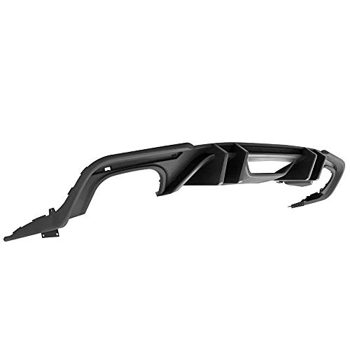 IKON MOTORSPORTS Rear Diffuser Compatible With 2018-2020 Ford Mustang, C Style Matte Black PP Polypropylene Bumper Lip - Thumbnail 4