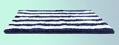 Image of THE HOME TALK Cotton Bathmats | Water Absorbent Runners | Regular Striped Rugs | Floor Mats for Kitchen, Bathroom & Sink | Ultra Soft Mats | Non-Slip Store (Blue Waves, 40x60 CM)