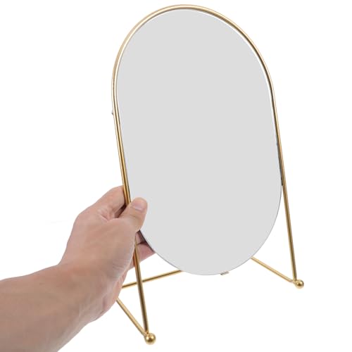 Miroir de coiffeuse ovale métal haut de gamme avec socle organisateur - 5