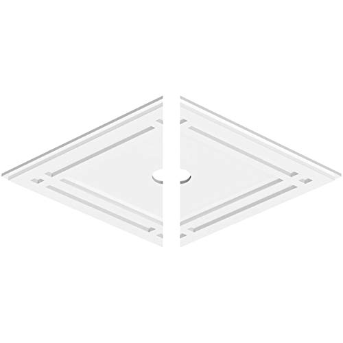 Image of Ekena Millwork CMP30X20DD2-02000 Diamond Architectural Grade PVC Contemporary, Two Piece Urethane Ceiling Medallions 30 inchW x 20 inchH x 2 inchID x 10 1 /2 inchC x 1 inchP