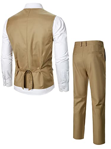 trajes para hombre elegantes Button Front Vest Blazer & Pants & Tie2