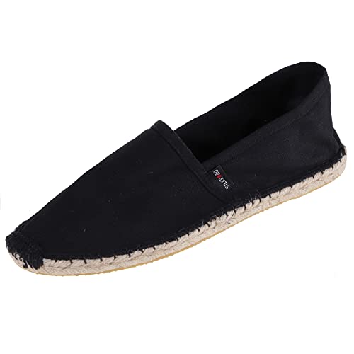 Japanwelt Espadrilles Unicolor Canvas Schwarz Damen und Herren Größe 43 Unisex Leinen Slipper