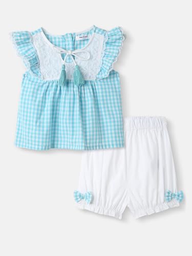 Image of Nautinati Baby Girls Printed Flutter Sleeve Top with Shorts Clothing Set | Age 0-3 Years