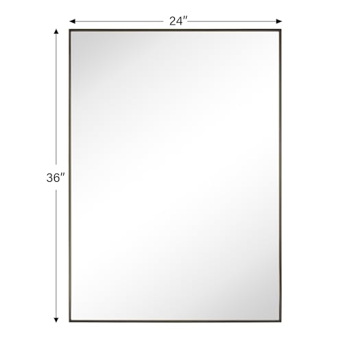 Image of TEHOME Oil Rubbed Bronze Bathroom Vanity Mirror with Squared Corners, 24x36'' Dark Bronze Rectangle Stainless Steel Metal Framed Mirror for Bathroom