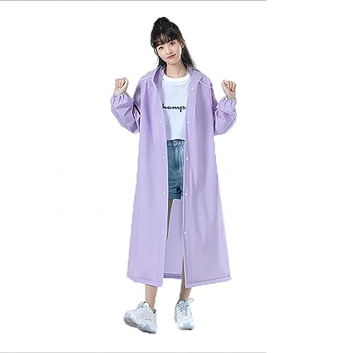 SYOSI Rain Ponchos Transparent Raincoat Fashion Reusable Eva Raincoats With Hood For Adults Clear Raincoat For Women And Men Taro Purple, 30