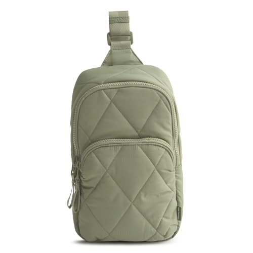 Image of Vera Bradley Women's Featherweight Lorman Sling Backpack - Water Resistant Crossbody Purse for Travel - Deep Lichen Green