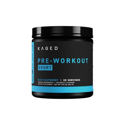 Kaged Pre-Kaged Sport Pre Workout Powder | Blue Razz | Energy Supplement for Endurance | Cardio, Weightlifting Sports Drink | 20 Servings
