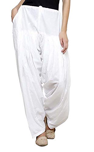 nobhob Woman's Plain Cotton SEMI Patiala Salwar || Plain Patiala || Semi Patiala Pants || Solid Cotton Patiala || Free Size (White)-picture-27