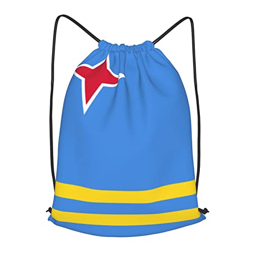 Aruba Flag Drawstring Backpack Casual Portable String Bag Gym Bag Simple Outdoor Sports Knappack