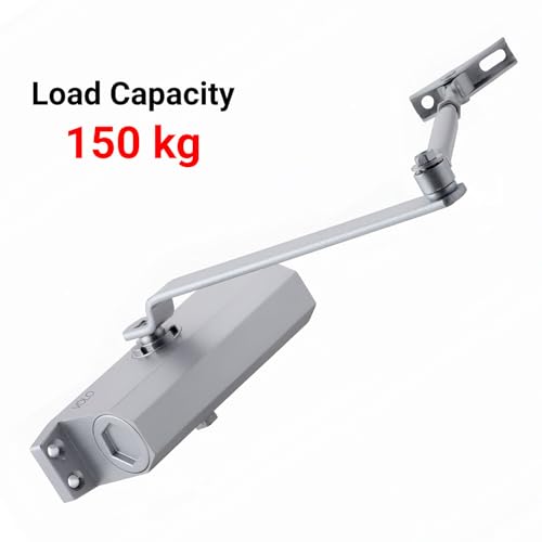 Image of Volo Automatic Hydraulic Double Speed Aluminium Door Closers Premium Heavy Duty for Residential /Commercial Purpose with Fitting Set (Color Silver) (Heavy Door Closer 150Kg)