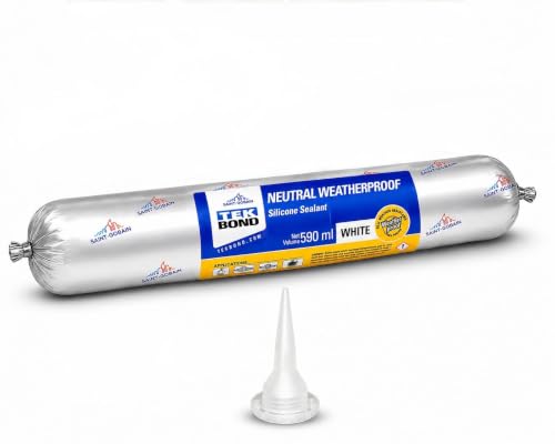 Image of HAXO Tekbond Neutral Weatherproof Silicone Sealant, White, 590 ml, UV Resistant, Anti-Fungal, Moisture Resistant Adhesive for Roof & Leakage Repair, For Concrete, Metal, Steel.