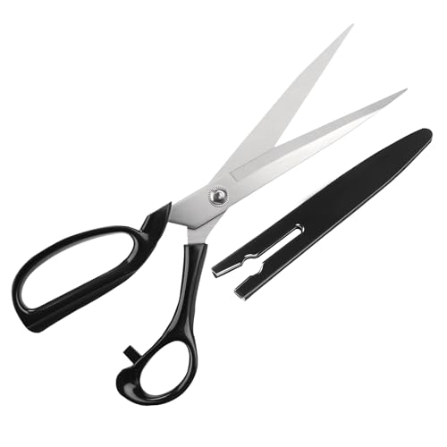 Poexuzi 10 Inch fabric scissors with protective cover,for Tailor Office Home,Ideal for Quilting, All...