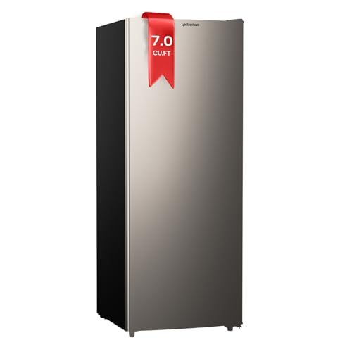 Upstreman 7.0 Cu.Ft Upright Freezer, Large Capacity Garage Ready Deep Freezers with 5 Adjustable Shelves, Convertible Refrigerator/Freezer, Reversible Door for Home, Basement, Apartment (Stainless) on Fridge.com