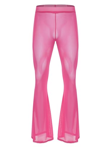 Men's Mesh Through Flared Bell Bottom Pants High Waist Breathable Cover Up Trousers Beachwear3