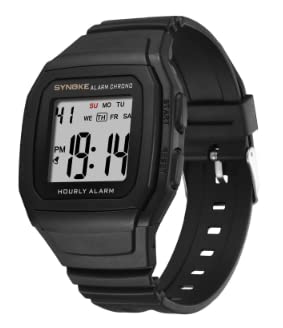 Omana Orologio sportivo digitale da uomo, numeri grandi, antiurto con display grande, militare, timer/allarme/retroilluminazione, Nero , cinturino