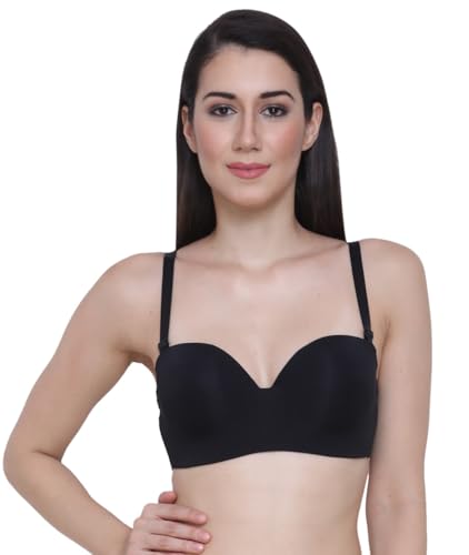 Image of GLAMORAS Women & Girls Demi Cup Bra | Nylon Spandex, Padded, Underwired Bra | Adjustable Detachable Straps, Low Coverage Demi Bra