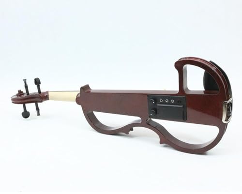 Image of Vetimobato Electric Violin 4 /4 Full Size Solid Wood Silent Violin Set for Adults Beginner Practice Electric Fiddle with Ebony Fittings Hard Case & Bow(4 String Burgundy)