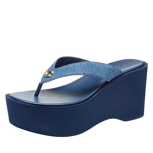 Coach Women's Denim Sculpted C Platform Flip Flop