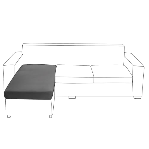 Image of HOKIPO 100% Waterproof Elastic 140gsm Chaise Cover Sectional Couch Covers for L Shaped Sofa, 1 Piece Chaise Cover, Dark Grey (AR-5355-DGRY)
