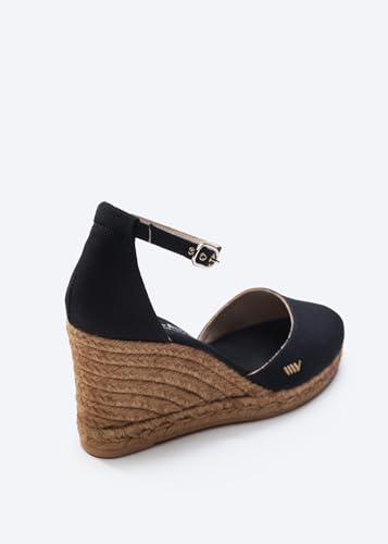 Image of Viscata Estartit Espadrille Canvas Wedges Spain Handmade 3 inch Heel Women's Sandals with Breathable Organic Cotton Canvas and 100% Natural Jute Midsole for all Occasions: Casual, Work, Party