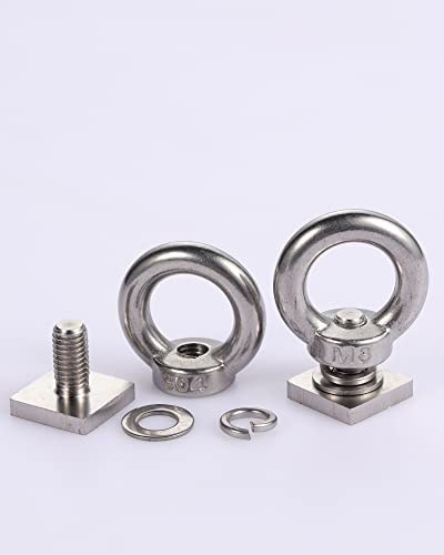 T Track Mount Tie Down Anchor For Roof Rack, M8-1.25 Heavy Duty Ring Shaped Eye Bolt, Stainless Steel T Bolt Eye Nut Tie Down Rings For Holding Bungee Cord, Ropes, Hooks #TOP5