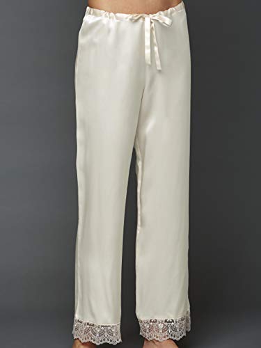 100% Silk Pajama, Lace Trim, Drawstring Waist, Relaxed Fit, Sleep-In4