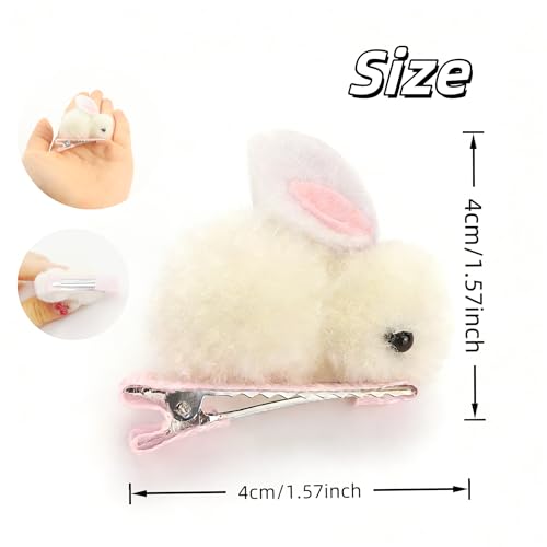 Set de 4 Pinzas para el Cabello con Conejo de Pascua - Clips con Conejo Blanco, Rosa y Zanahoria, Pinzas Lindo Conejo Gris Blanco, Accesorios para el Cabello de Disfraz para Cumpleaños y Fiesta miniatura 5