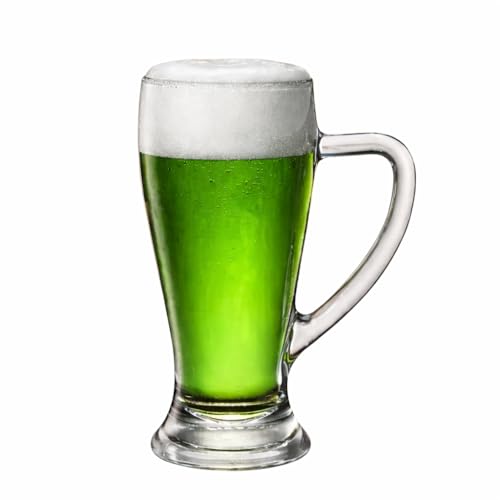 Image of PrimeWorld Premium Beer Mug Set of 2 (500ML Each) | Heavy Base Crystal Clear Glass Beer Mugs with Handle | Large Pub-Style Beer Glasses for Home, Bar & Restaurant