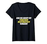 Womens Ask Me About My Foreskin Restoration Surgery Absurd Gag Joke V-Neck T-Shirt