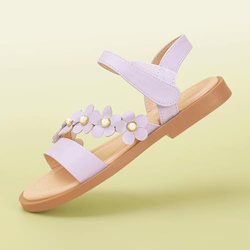Image of PANDANINJIA Girls Sandals Open Toe Summer Flats Dress Shoes