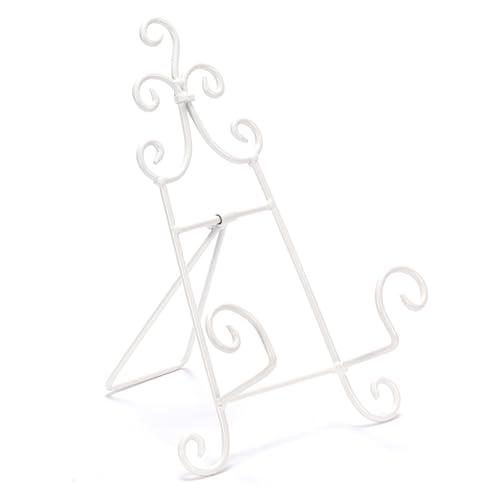 CAVALLETTO per decorazioni Staffelei | Ferro battuto, 24 cm, bianco | Antico cavalletto decorativo, supporto per carta da menu, supporto per piatto, supporto per libro di cucina vintage