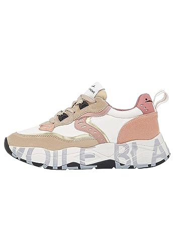 VOILE BLANCHE Zapatillas de Ante y Tejido, Blanco-Beige 37