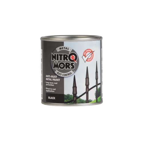 Nitromors Smooth Metal Paint - Durable Rust Protection & UV Resistant - Ideal for Metal Doors, Garden Furniture, Gates and Railings, Black 250 ml
