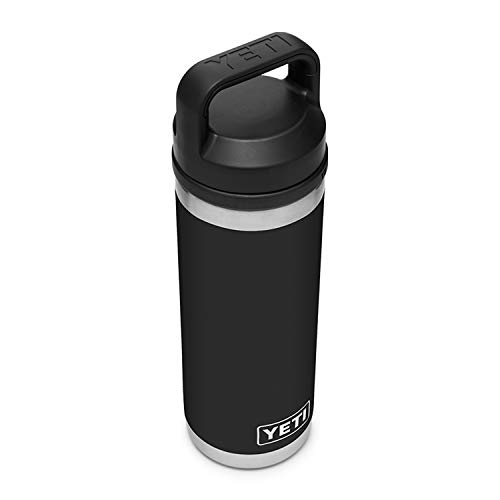 YETI Rambler - Botella de 18 onzas, aislada al vacío, acero inoxidable con tapa para beber, color negro