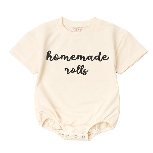 Image of VFAZ Homemade Rolls Baby Outfit - Thanksgiving Bubble Romper Long Sleeve Gifts One-piece Newborn Toddler