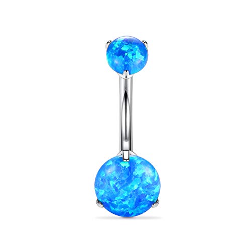 AROWRO G23 Titan Bauchnabelringe Bauchringe 14G Bauchnabelpiercing Nabelringe Bauchnabelpiercing Blauer Opal Bauchnabelpiercing Schmuck Nabelstangen Bauchnabelpiercing Innengewinde Cover