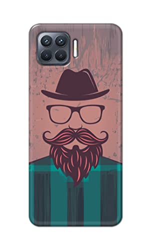 Image of PRINTFIDAA Man Icon with Beard Shirt Hipster Printed Designer Hard Case for Oppo F17 Pro Back Cover -(e) RPM1001