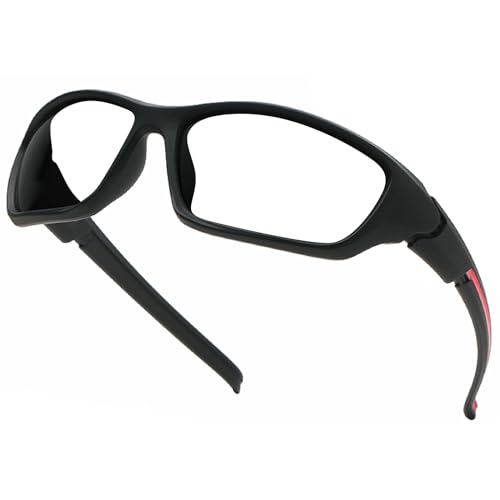 Full Lens Magnification Safety Glasses with Black Frame | Clear Lens | | Magnifying Reading Eyewear for Men Sport N45