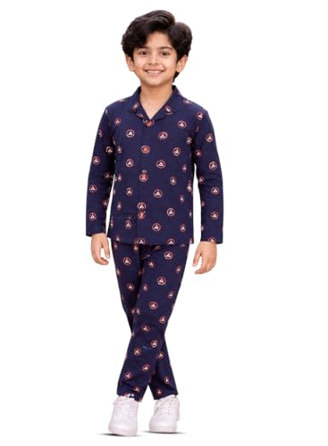 Image of 3BROS Kid's Pure Cotton Full Sleeves Night Suit /Dress for Boys /Girls Full Pajama & Top Sleep Suit Combo Set